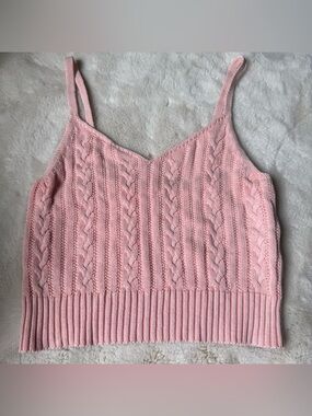 American Eagle medium knit peach pink tank top cropped